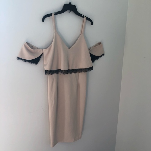 Vanity Room Lace Popover Cold Shoulder Crepe Dress - Picture 2 of 6